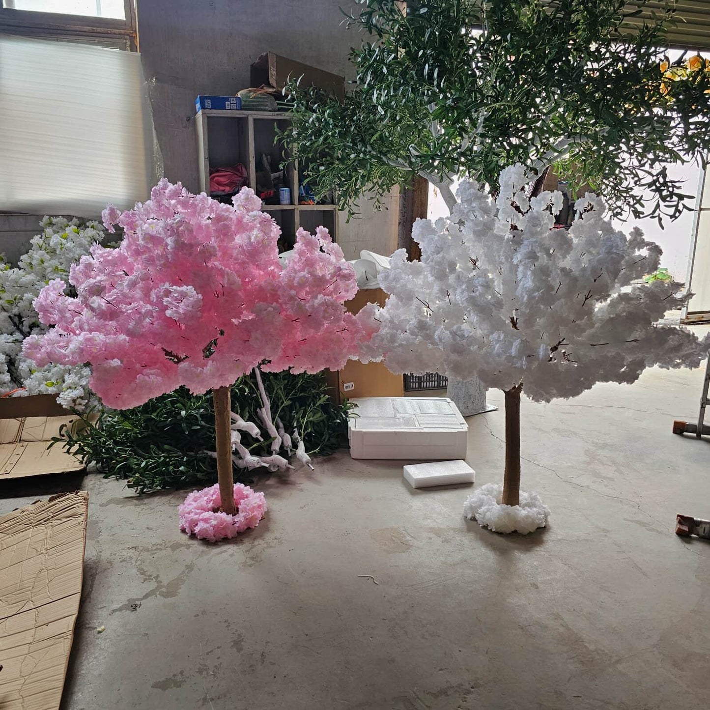 Location des fleurs cerises blanches et roses de 125 cm