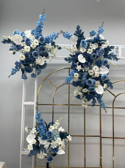 Location set de 3 fleurs bleue marine de 80cm-40cm-40cm pour centre de table