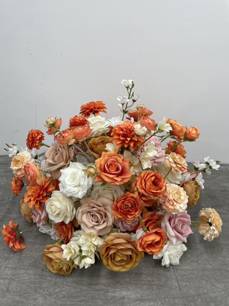 Bouquet de fleurs multicolor orangé 48cm