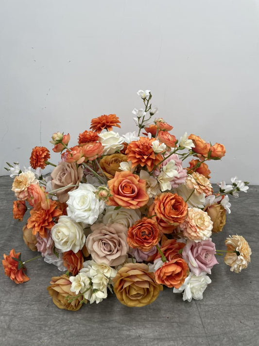 Bouquet de fleurs multicolor orangé 48cm