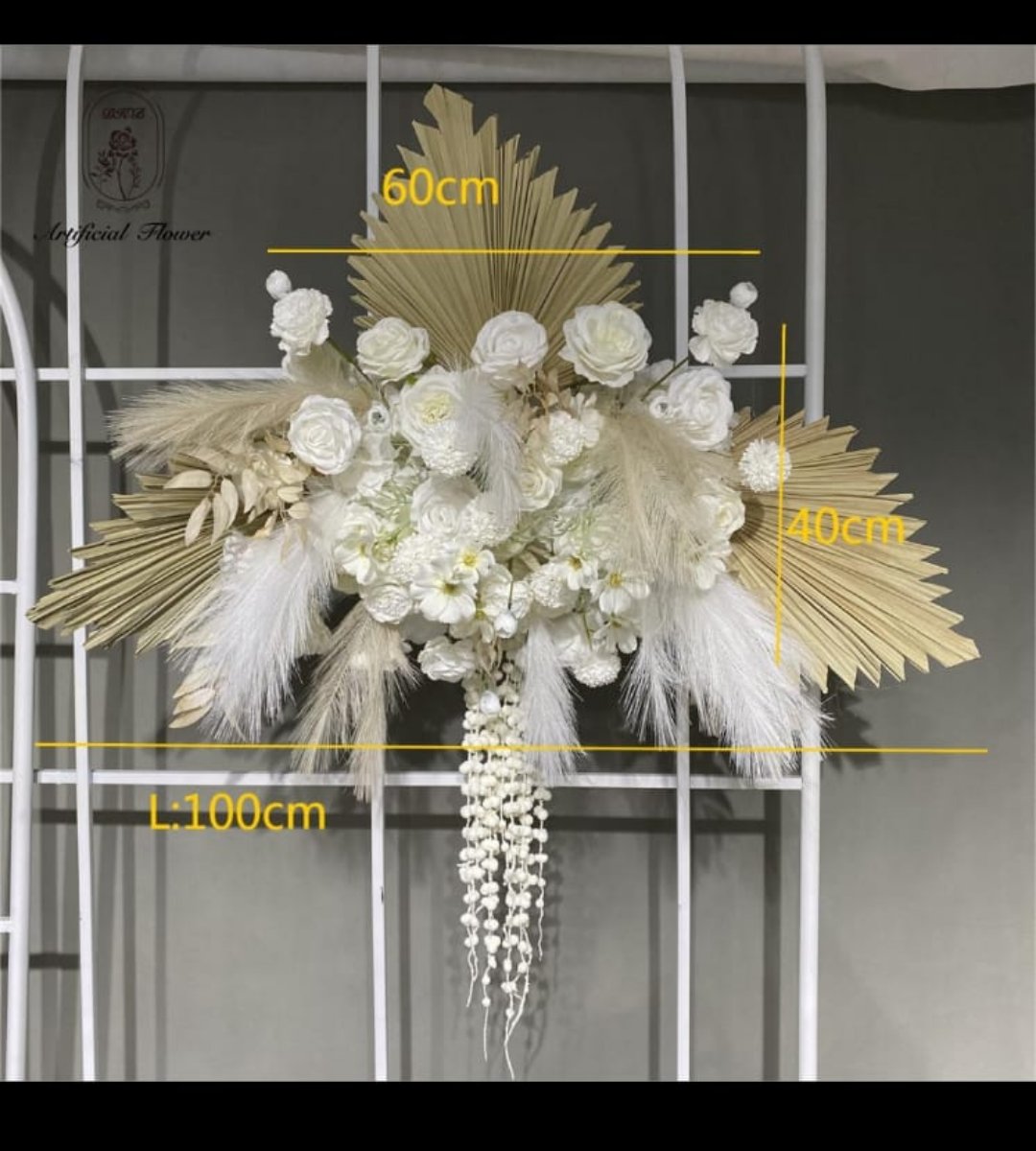 Location de fleurs beiges avec ficelle de 100 cm pour centre de table