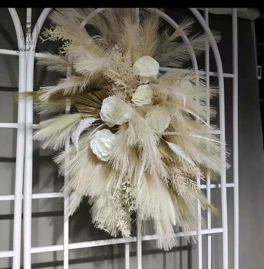 Location de fleurs beiges avec pampams de 80 cm pour centre de table